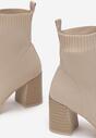 Beżowe Botki z Elastyczną Cholewką Duret