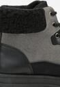 Czarno-Szare Traperki Sznurowane Trapery Janne