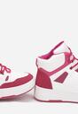 Biało-Różowe Sneakersy na Grubej Podeszwie Metialla