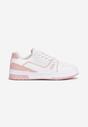 Biało-Różowe Sneakersy Sznurowane z Ekoskóry Fondil