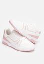 Biało-Różowe Sneakersy Sznurowane z Ekoskóry Fondil