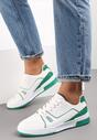 Biało-Zielone Sneakersy Sznurowane z Ekoskóry Fondil