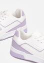 Biało-Fioletowe Sneakersy Sznurowane z Ekoskóry Fondil