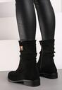 Botine Negre din Imitatie de Camoscio cu Carâmb Mid-Calf și Pliu Alemipahe