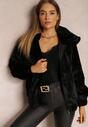 Czarna Kurtka Futerko Teddy Oversize Fofana