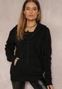 Czarna Bluza Oversize z Kapturem Zasuwana Unthula
