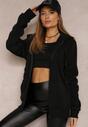 Czarna Bluza Oversize z Kapturem Zasuwana Unthula