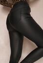 Czarne Ocieplone Spodnie Skinny z Imitacji Skóry Elgaza