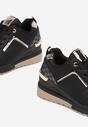 Czarne Sneakersy na Koturnie z Metalicznymi Wstawkami Cishe