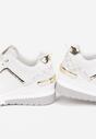 Białe Sneakersy na Koturnie z Metalicznymi Wstawkami Cishe