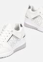Białe Sneakersy na Koturnie z Metalicznymi Wstawkami Volni