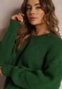 Zielony Sweter Oversize z Okrągłym Dekoltem Tovi