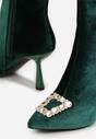 Zielone Botki na Szpilce z Klamerką z Kryształów Vashi