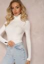 Golf Alb din Tricot Striat Delki