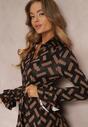 Rochie Cămașă Maro Imprimeu Geometric Reimeza