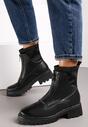 Czarne Botki Workery z Suwakiem z Przodu Zibire