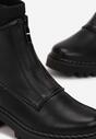 Czarne Botki Workery z Suwakiem z Przodu Zibire