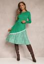 Zielona Sukienka z Wiskozy z Plisowanym Dołem Dellusha