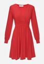 Czerwona Sukienka Kopertowa Taliowana Hosidius