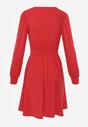 Czerwona Sukienka Kopertowa Taliowana Hosidius