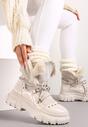 Beżowe Śniegowce Sznurowane z Futerkiem Vodhi