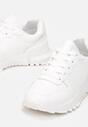 Białe Sneakersy na Grubej Podeszwie z Wycięciami Wiązane Caras