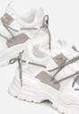 Białe Sneakersy na Tłoczonej Podeszwie z Oryginalnym Wiązaniem Golia