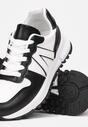 Biało-Czarne Sznurowane Sneakersy Zdobione Wstawkami Cahni