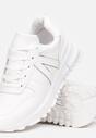 Białe Sznurowane Sneakersy Zdobione Wstawkami Cahni