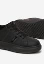 Czarne Wiązane Sneakersy z Błyszczącymi Wstawkami Kanele