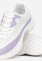 Biało-Fioletowe Sneakersy Przed Kostkę na Platformie Zdobionej Cyrkoniami Temam