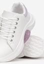 Biało-Fioletowe Wiązane Sneakersy na Podeszwie z Cyrkoniami Sostre