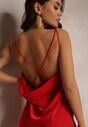 Czerwona Sukienka Maxi z Odkrytymi Plecami z Rozcięciem na Dole Zirthi