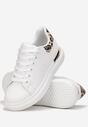 Biało-Brązowe Wiązane Sneakersy na Grubej Podeszwie ze Wstawkami Tusso