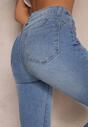 Niebieskie Dopasowane Jeansy Skinny z Przetarciami Rhoswen