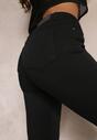 Czarne Jeansy o Fasonie Skinny z Przetarciami na Krawędziach Ommath