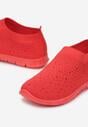 Czerwone Buty Sportowe z Elastyczną Cholewką Ozdobioną Cyrkoniami Dertis