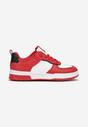 Biało-Czerwone Sneakersy z Imitacji Skóry z Kolorowymi Wstawkami Cardatea