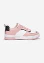 Biało-Różowe Sneakersy z Imitacji Skóry z Kolorowymi Wstawkami Cardatea