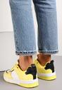 Żółte Sneakersy z Imitacji Skóry z Kolorowymi Wstawkami Cardatea