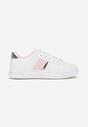 Biało-Różowe Wiązane Sneakersy z Ozdobną Wstawką Seseva