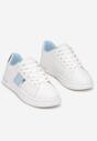 Biało-Niebieskie Wiązane Sneakersy z Ozdobną Wstawką Seseva