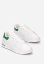 Biało-Zielone Wiązane Sneakersy na Płaskiej Podeszwie z Modną Wstawką Zanelih
