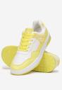 Biało-Żółte Sneakersy przed Kostkę Ozdobione Wstawkami Oinivo