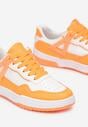 Biało-Pomarańczowe Sneakersy przed Kostkę Ozdobione Wstawkami Oinivo