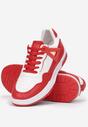 Biało-Czerwone Sneakersy przed Kostkę Ozdobione Wstawkami Oinivo