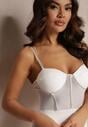 Rochie Albă Conică cu Bust Tip Corset Temilile
