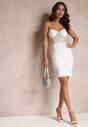 Rochie Albă Conică cu Bust Tip Corset Temilile