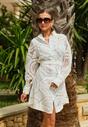 Rochie Albă Cămașă cu Dantelă Lenora