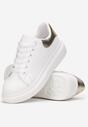 Biało-Złote Sznurowane Sneakersy na Platformie Kierra